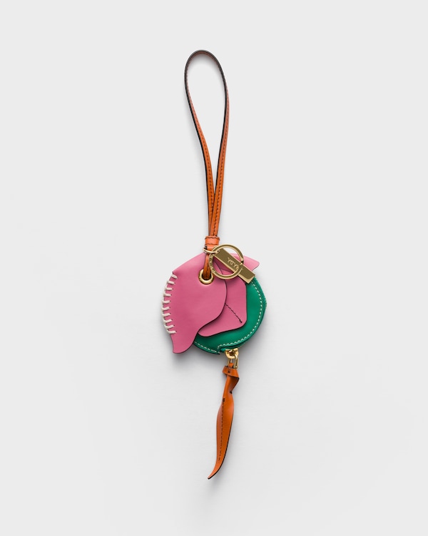 Leather key ring pendant with coin purse - Begonia/Mango Leather key ring pendant with coin purse - Begonia/Mango