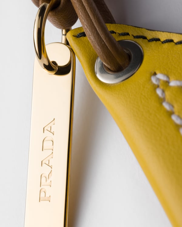 Leather key ring pendant - White/Sunshine Yellow Leather key ring pendant - White/Sunshine Yellow