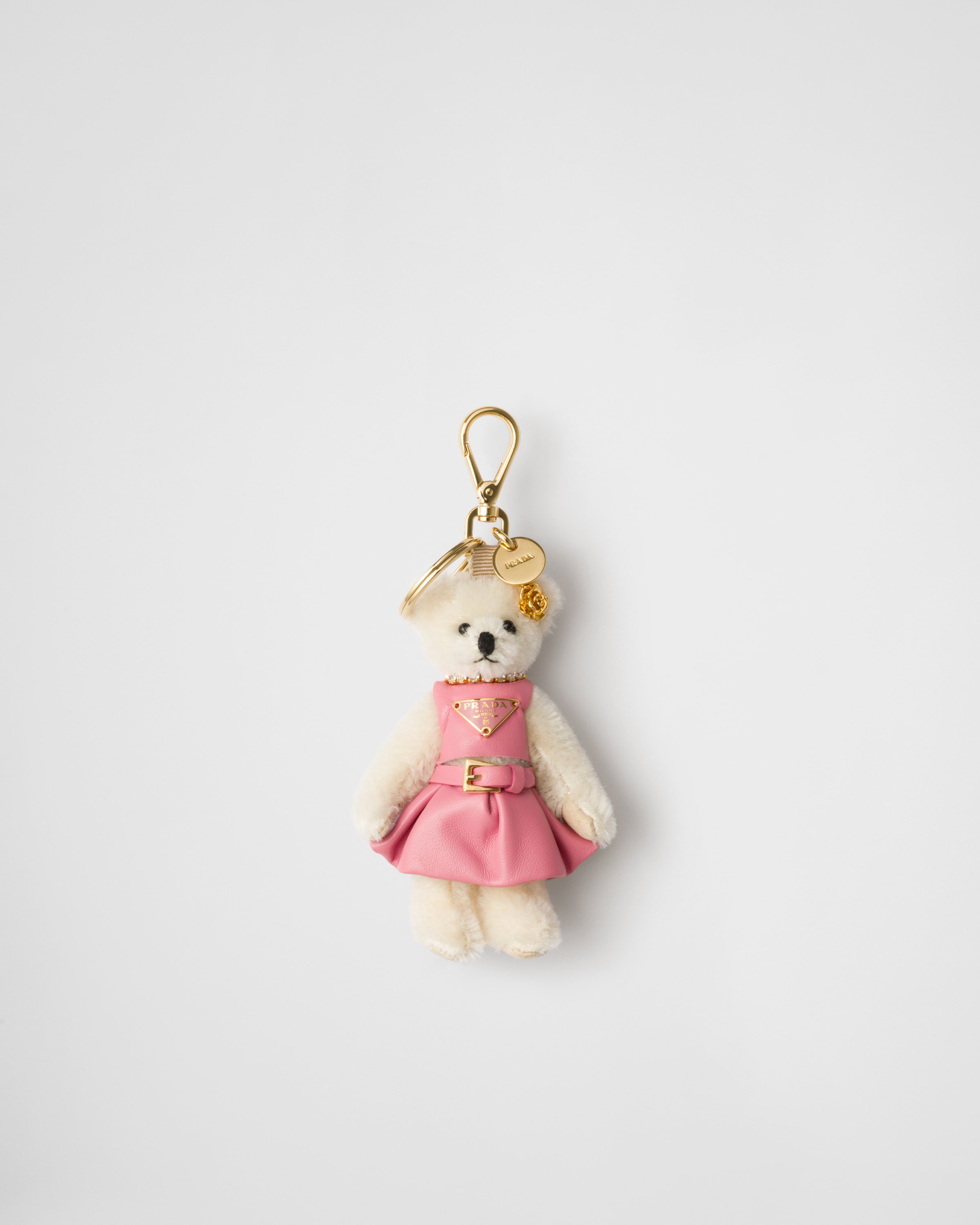 Prada Teddy Keychain Charm, Woman, White