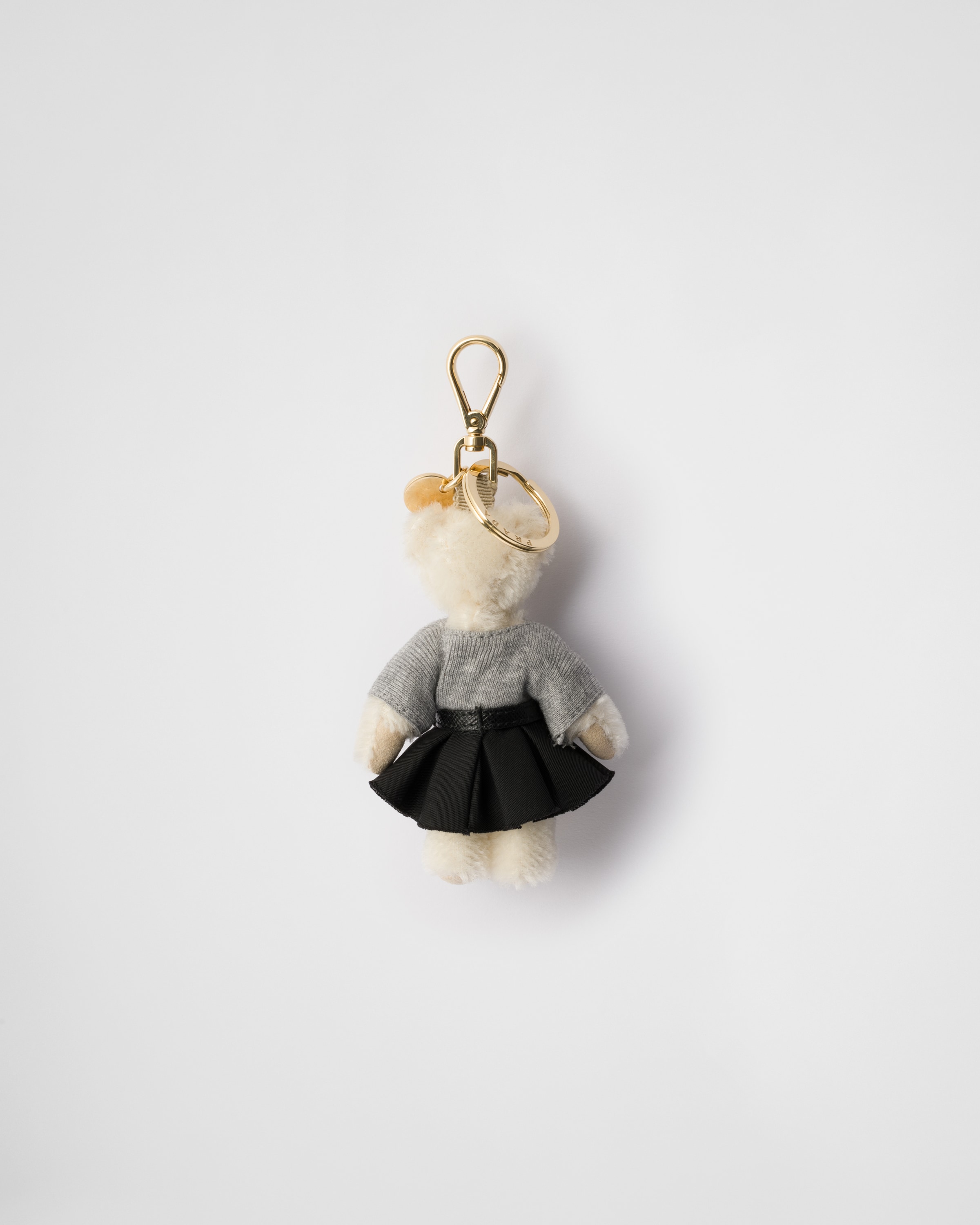 Prada Womens White Teddy Keychain Charm In Weiss