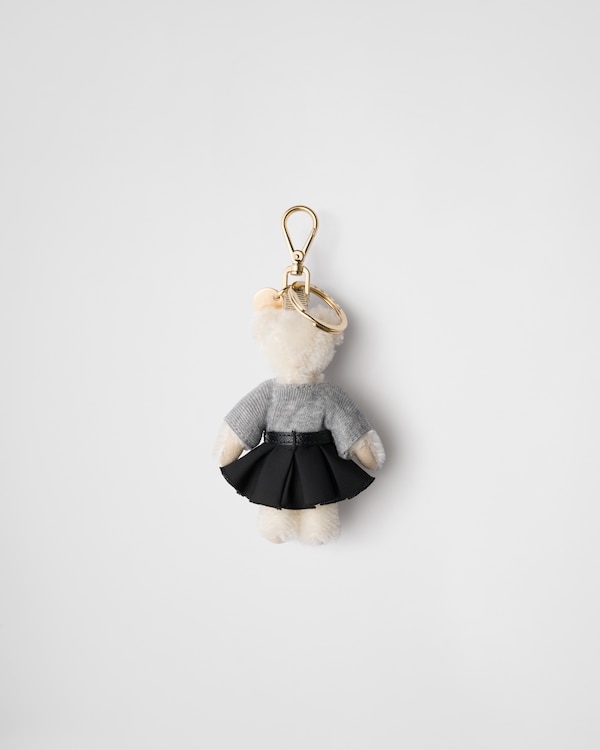 Teddy keychain charm - White Teddy keychain charm - White