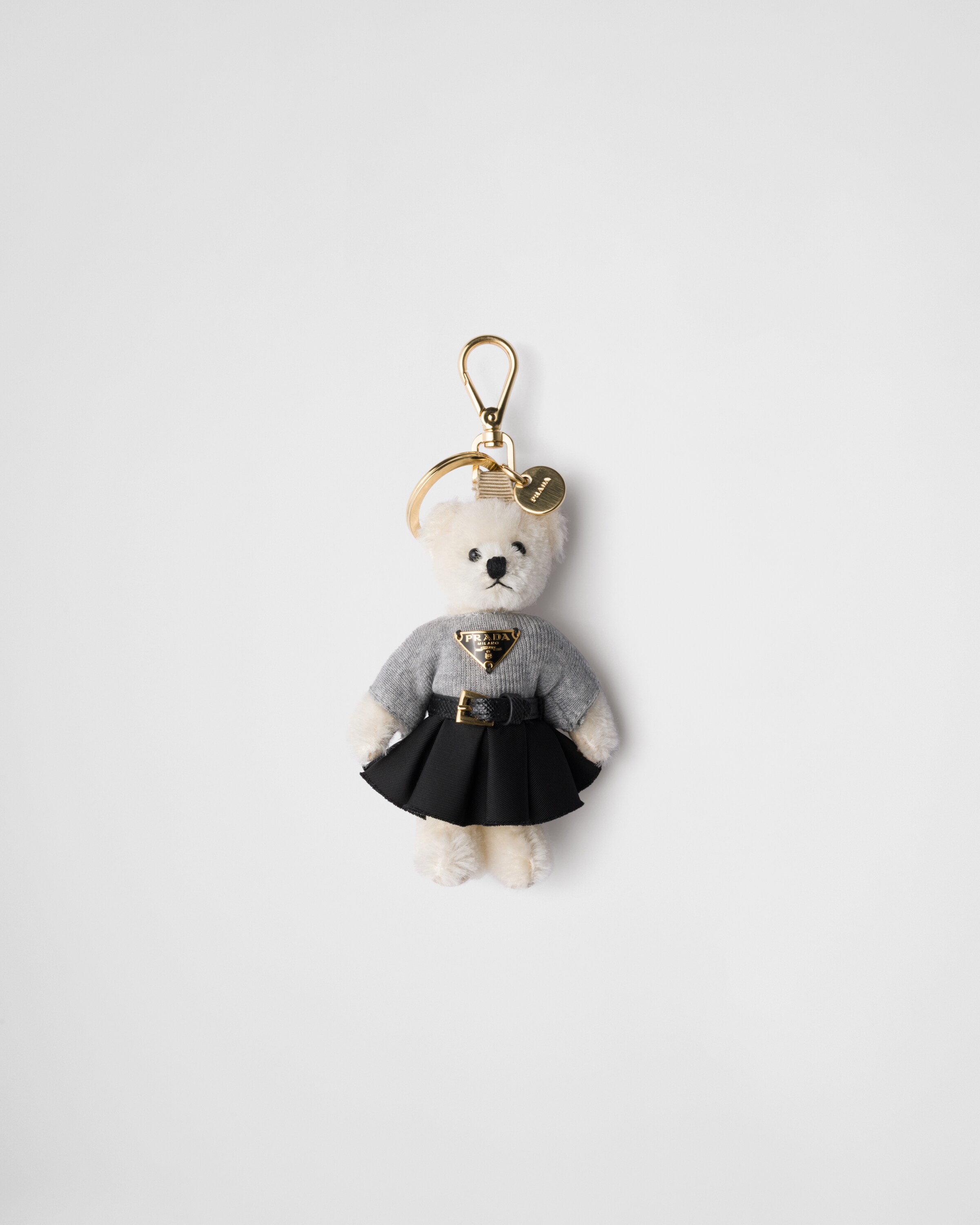Prada Teddy Keychain Charm, Woman, White