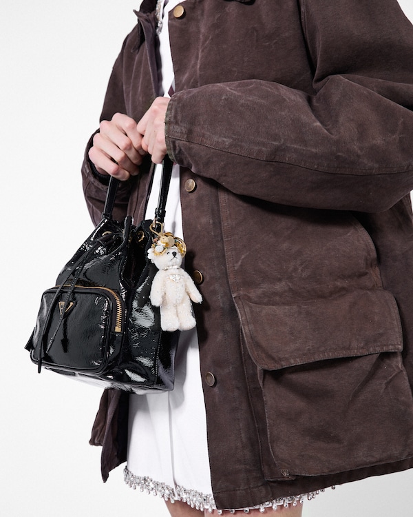 Teddy keychain charm - White Teddy keychain charm - White