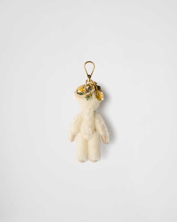 Teddy keychain charm - White Teddy keychain charm - White