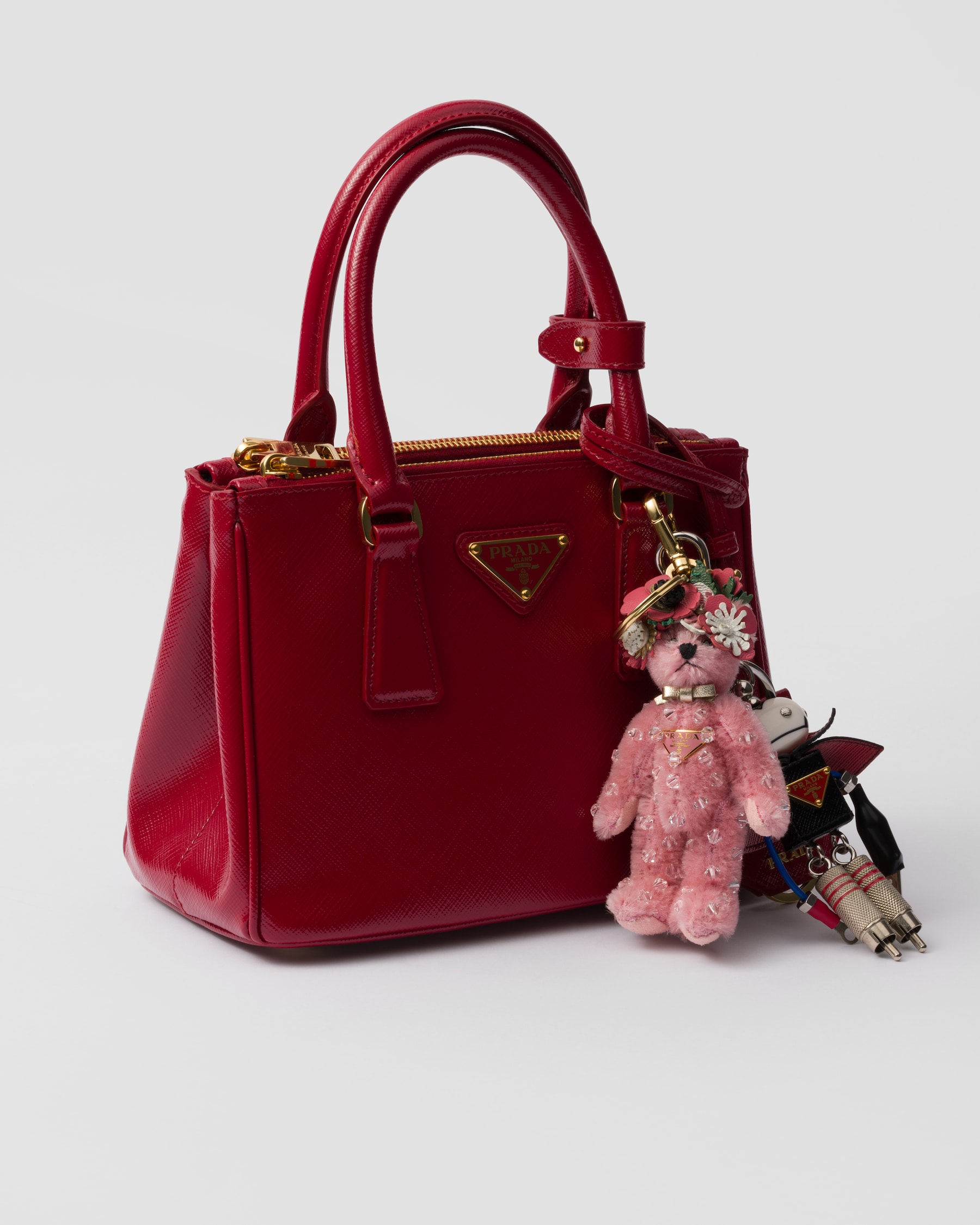 Pink Teddy Bag Charm With Metal Ring | PRADA
