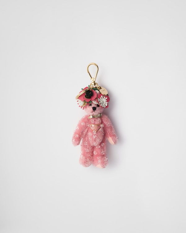 ホワイト メタルリング付 Teddy バッグチャーム | PRADA