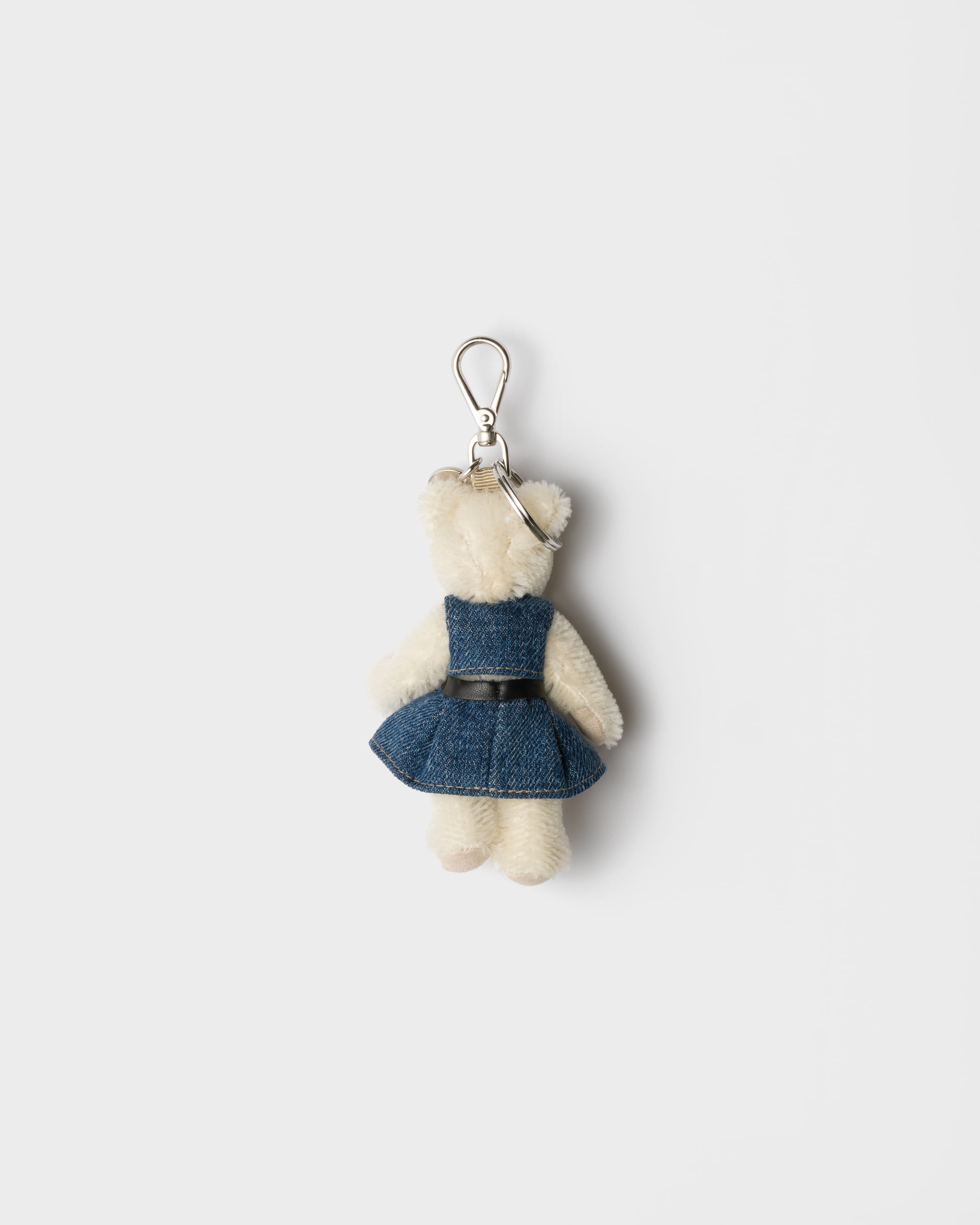 Prada Teddy Keychain Charm In White