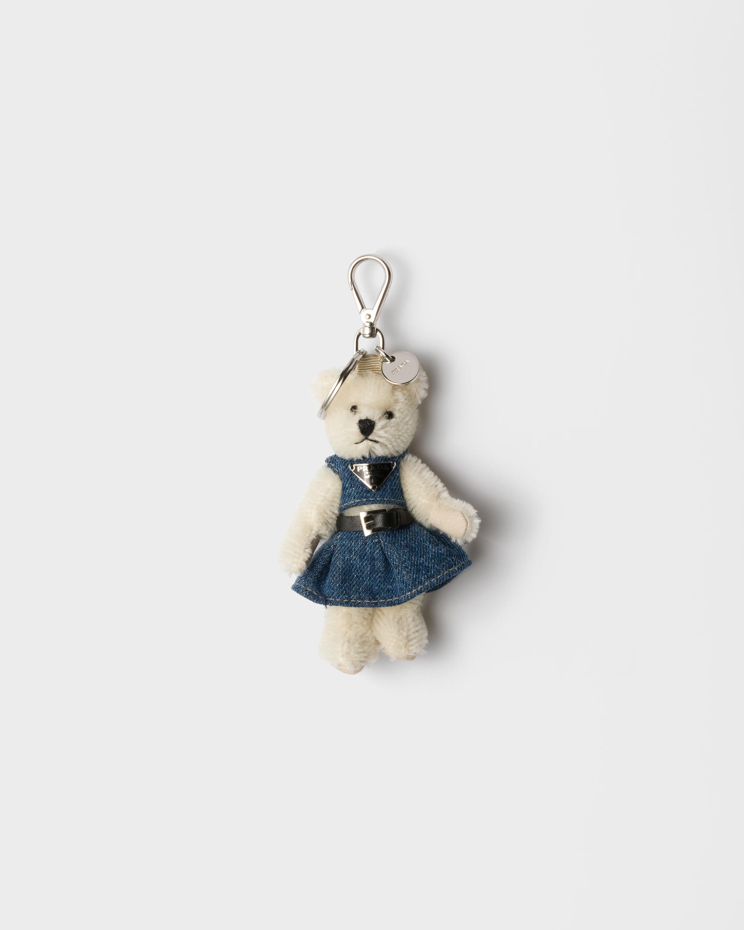 Prada Teddy Keychain Charm In White