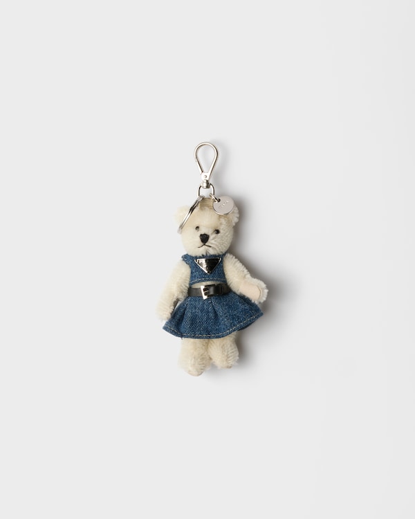 Teddy keychain charm - White Teddy keychain charm - White