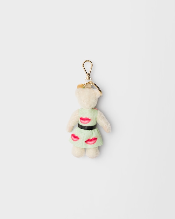 Teddy bear key ring charm with metal ring - White/Aqua Teddy bear key ring charm with metal ring - White/Aqua