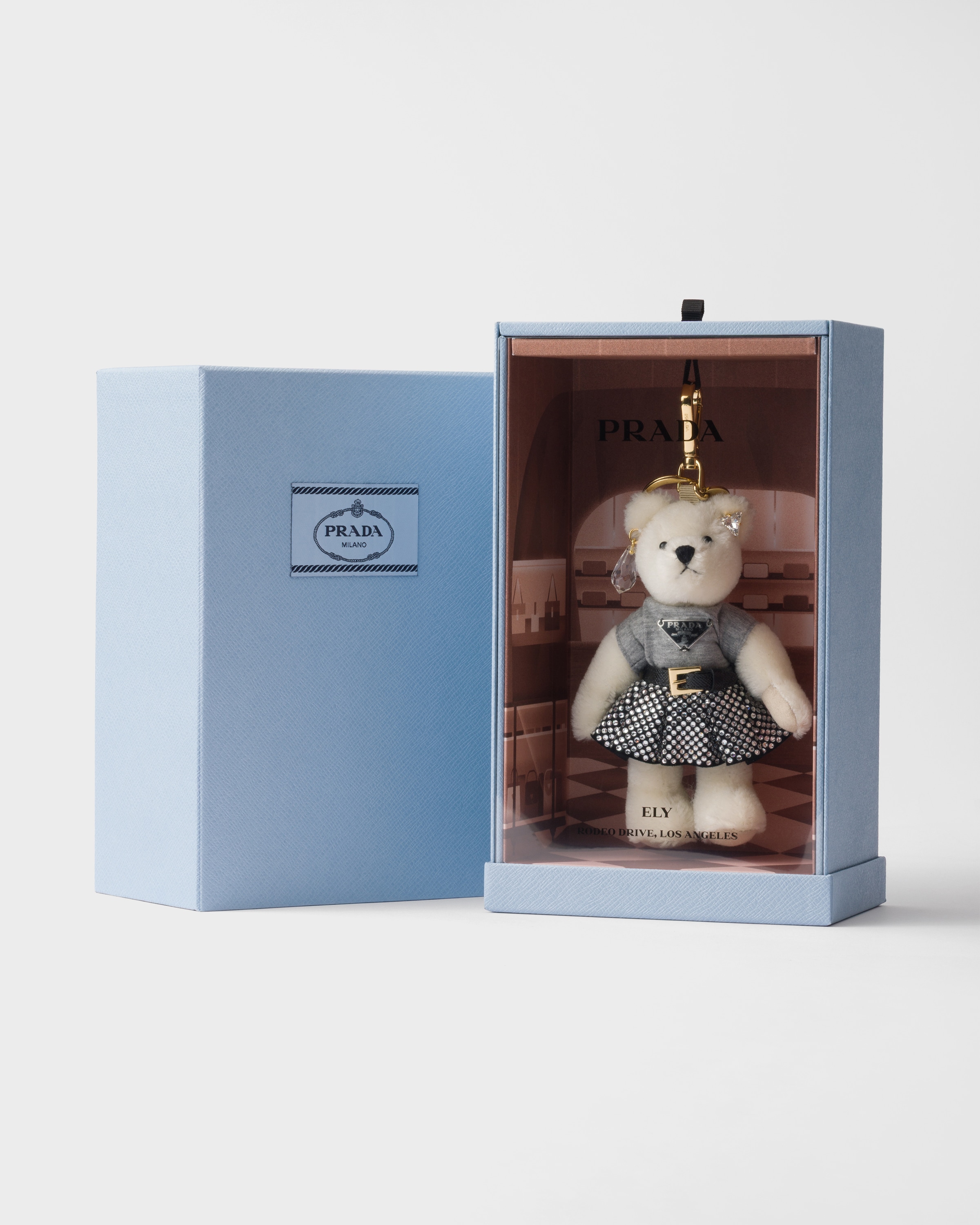 White/crystal Teddy Key Ring Charm | PRADA