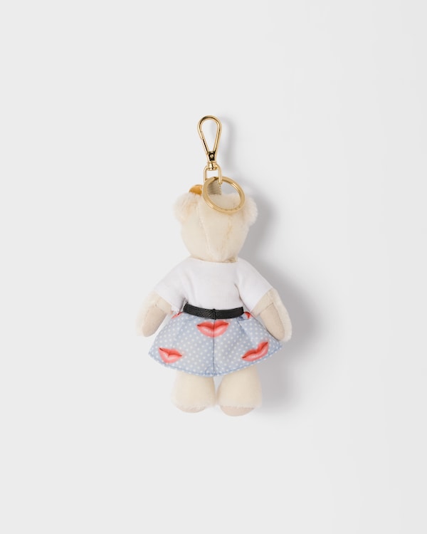 Teddy bear key ring charm with metal ring - White/Light Blue Teddy bear key ring charm with metal ring - White/Light Blue