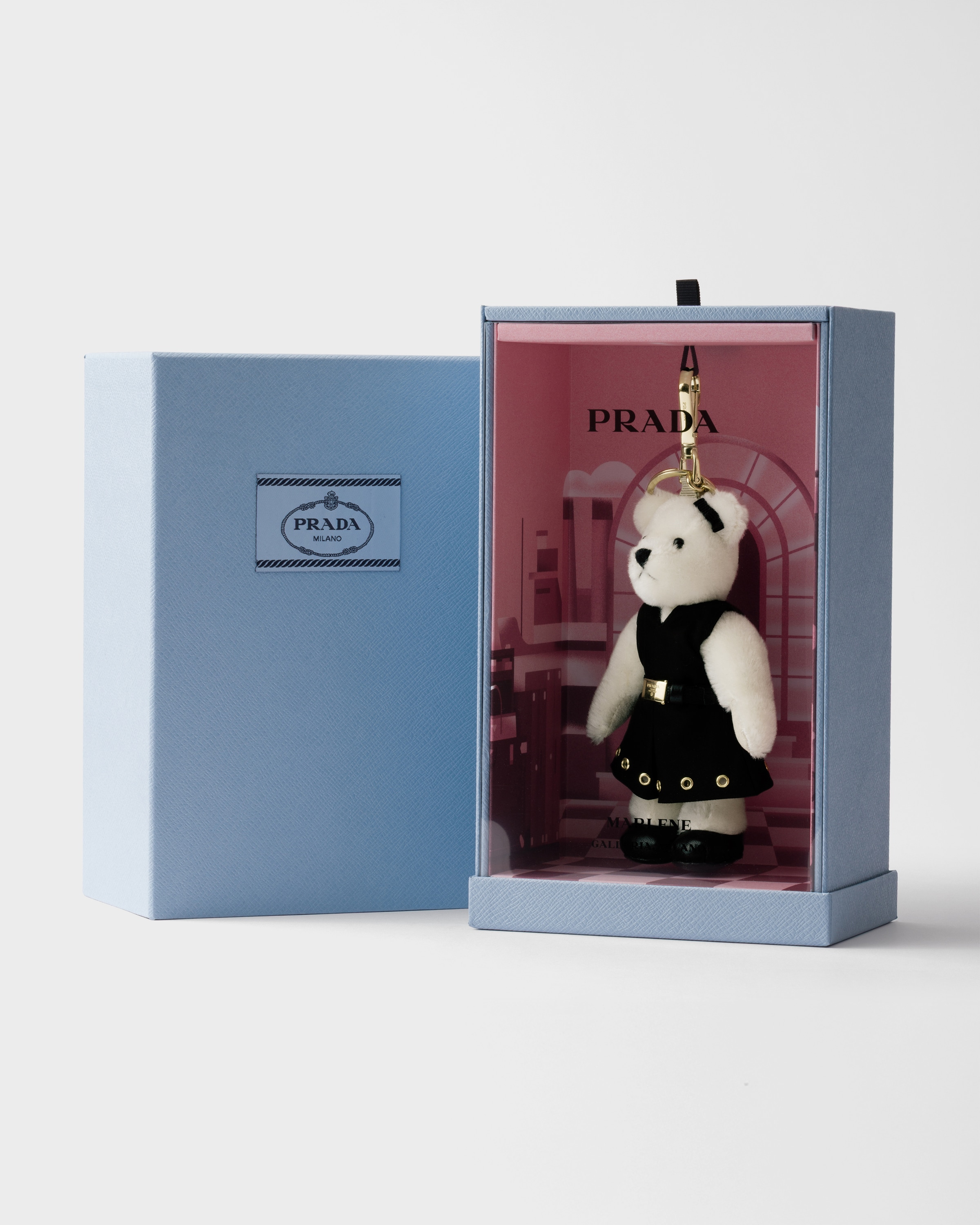 White Teddy Keychain Charm | PRADA