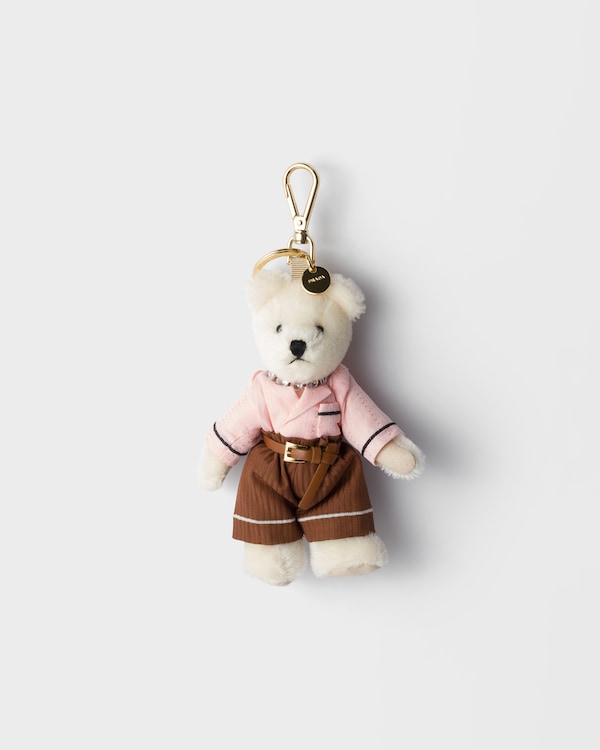 Teddy bear keychain charm - White/Peach Teddy bear keychain charm - White/Peach