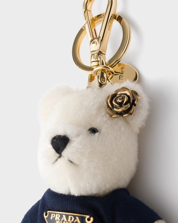 Teddy bear key ring charm with metal ring - White/Ginista Teddy bear key ring charm with metal ring - White/Ginista
