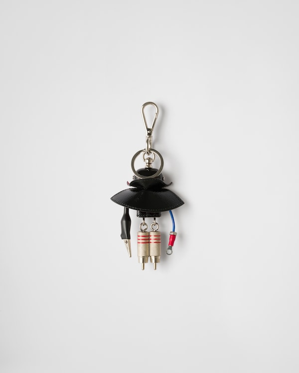 Robot Saffiano leather keychain charm Robot Saffiano leather keychain charm