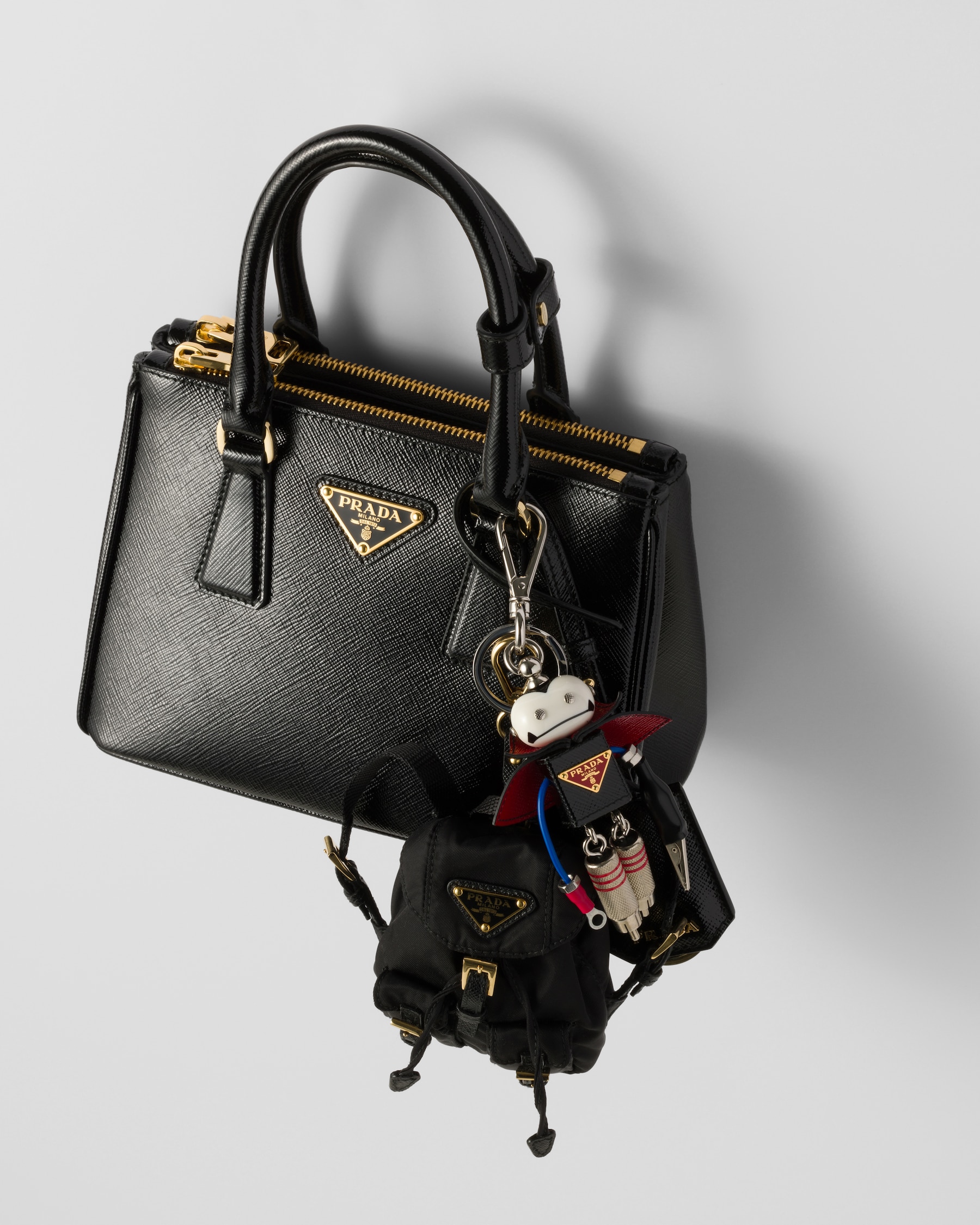 Black Robot Saffiano Leather Bag Charm | PRADA