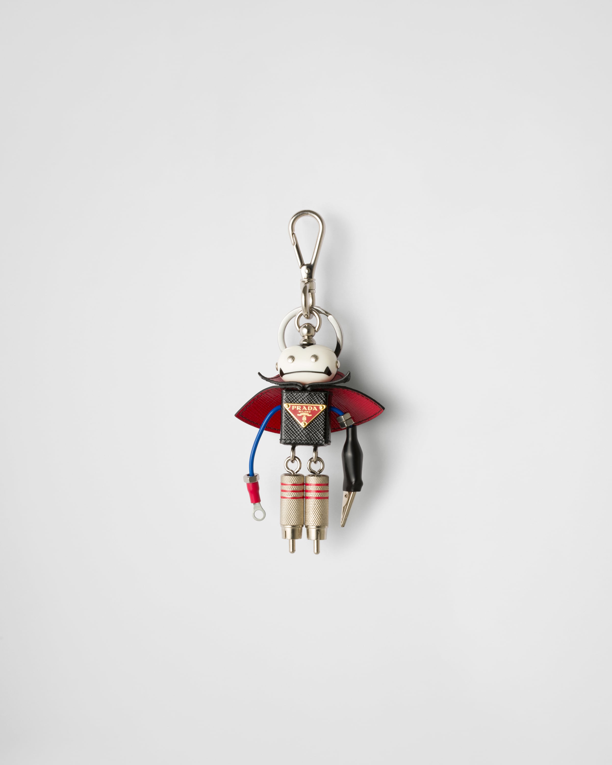 Prada Robot Saffiano Leather Keychain Charm, Woman, Black