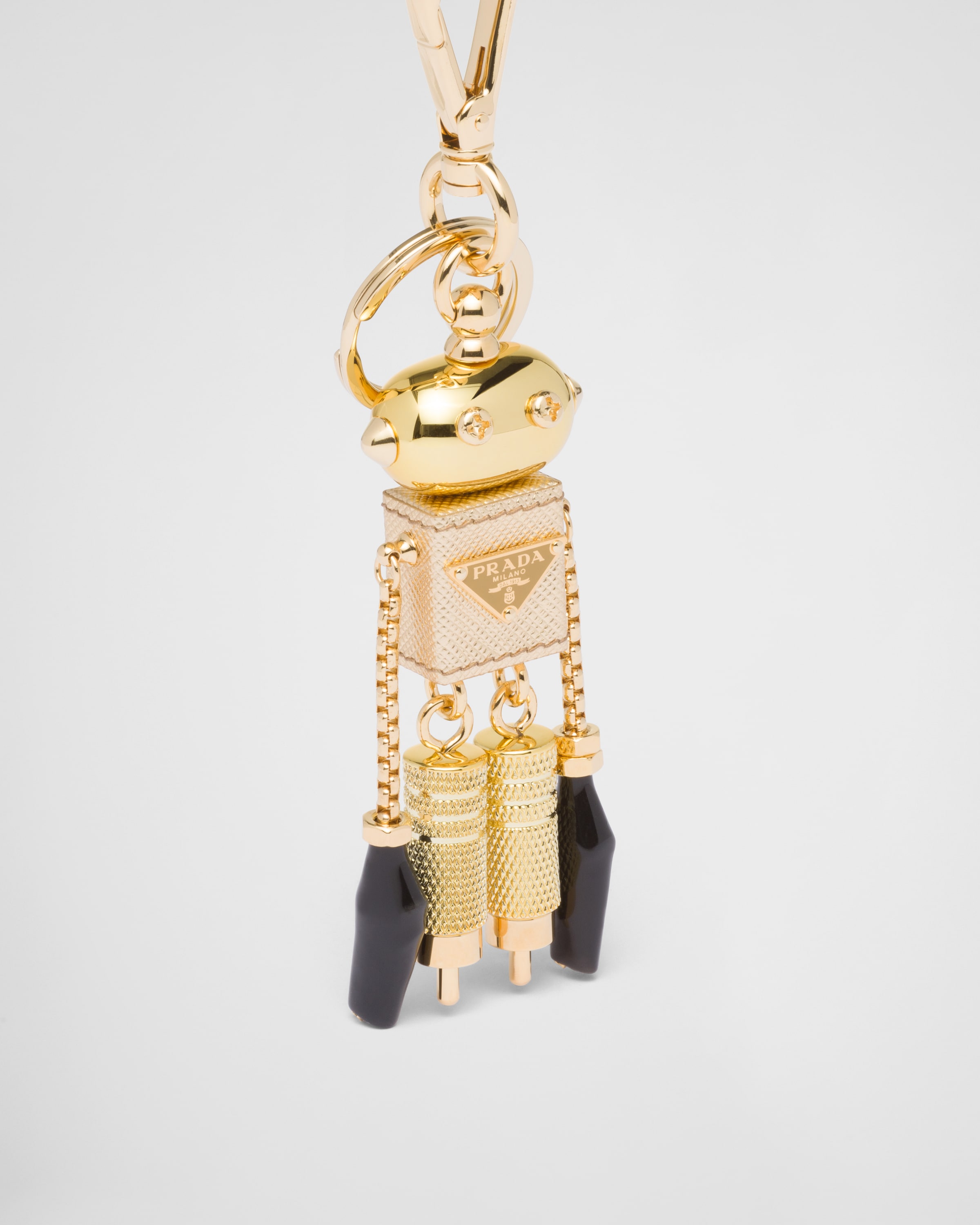 Saffiano leather robot keychain trick