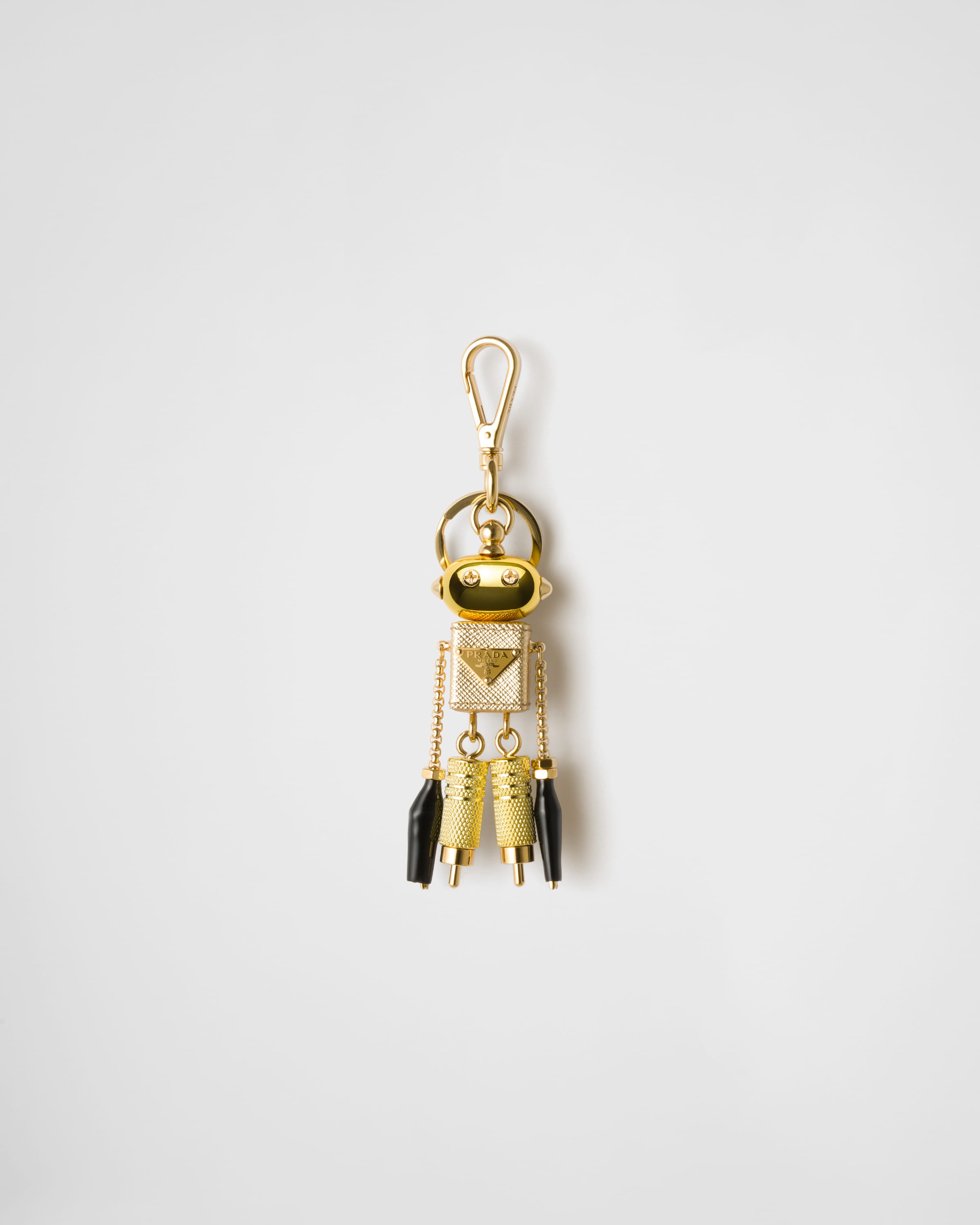 Prada Robot Saffiano Leather Keychain Charm, Woman, Platinum