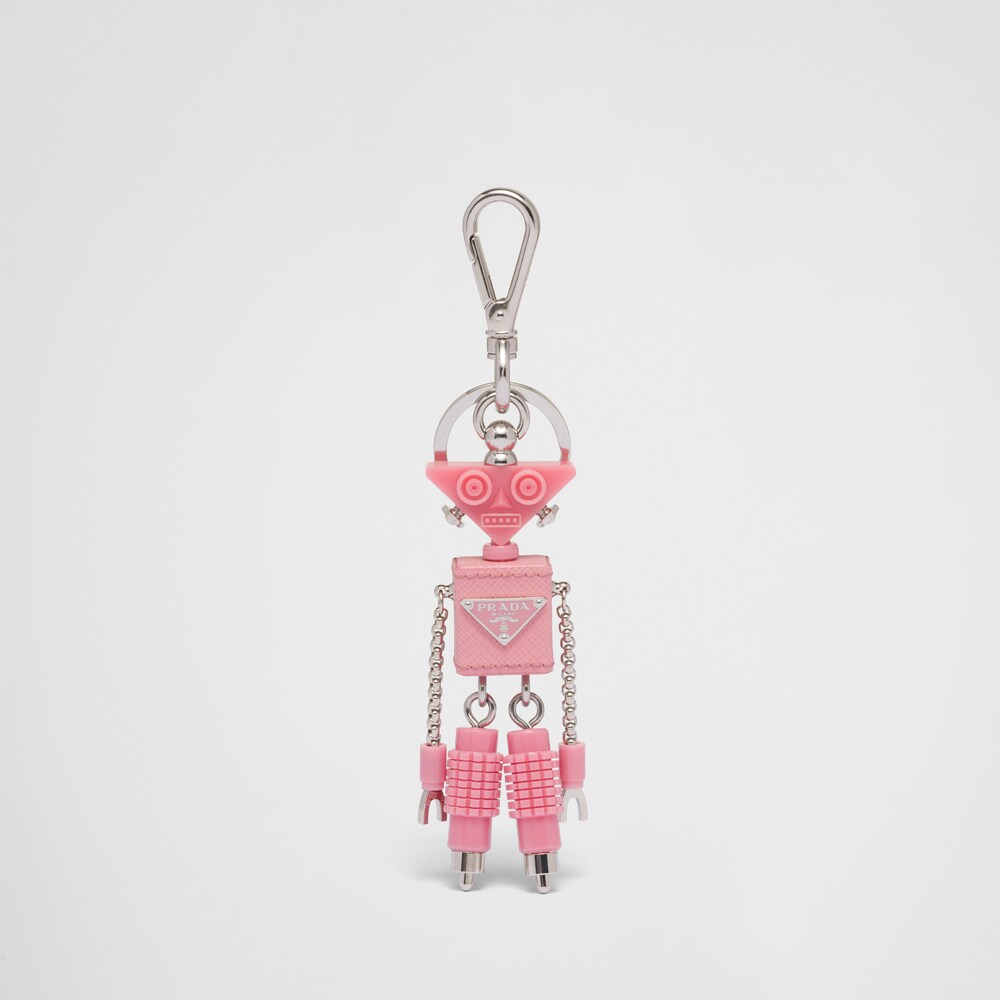 Prada Saffiano皮革robot手袋钥匙扣饰件 1