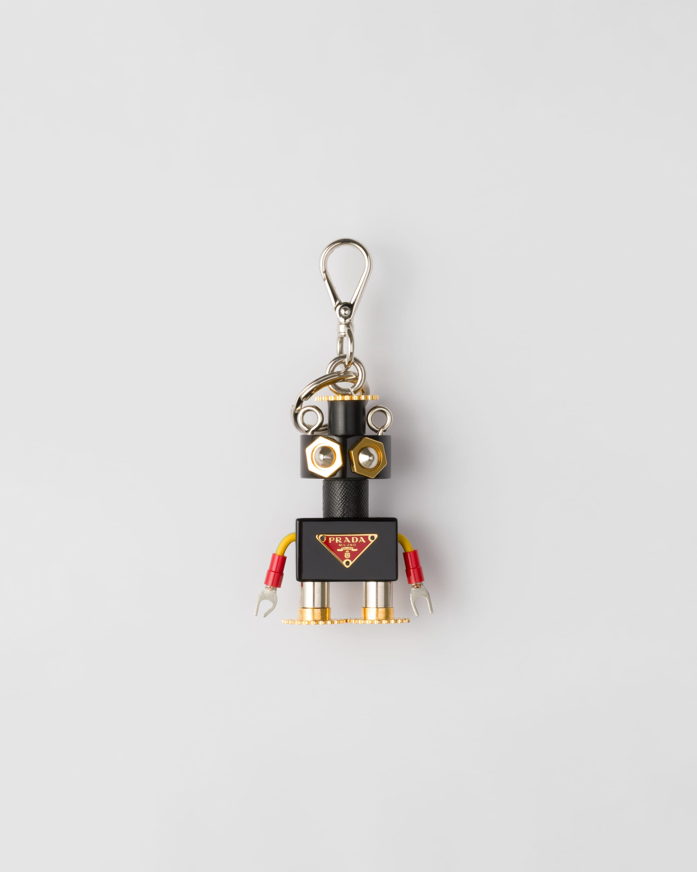 Black Plexiglas and Saffiano leather Robot keyring charm | PRADA