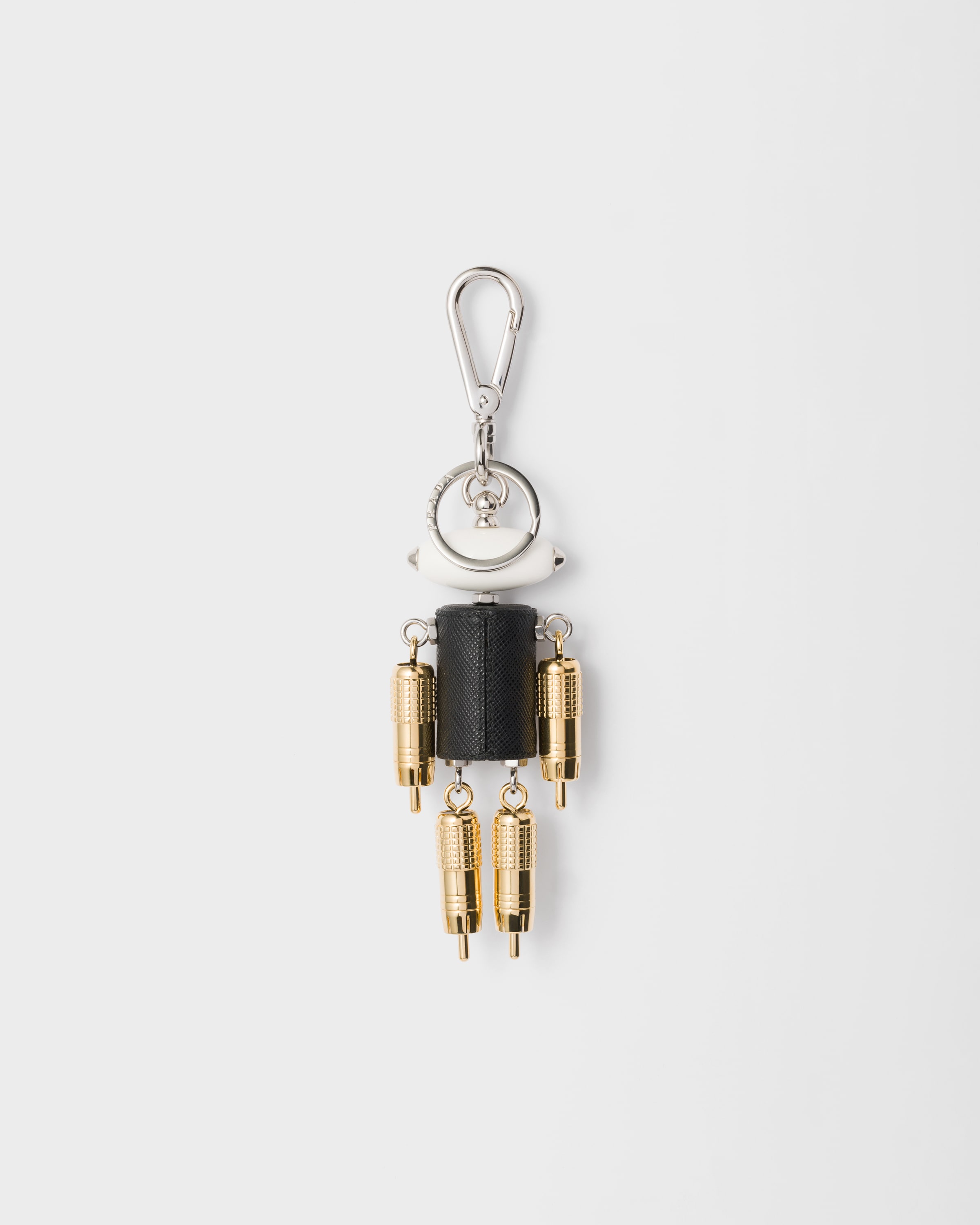 プラダ サフィアーノレザー キーリング チャーム 現行品 ブラック PRADA PRADA プラダ メンズ キーリング サフィアーノ レザー