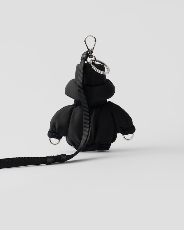 سلسلة مفاتيح بحلية متدلية من قماش رينايلون بتصميم روبوت ناعم مع حزام كتف - أسود
