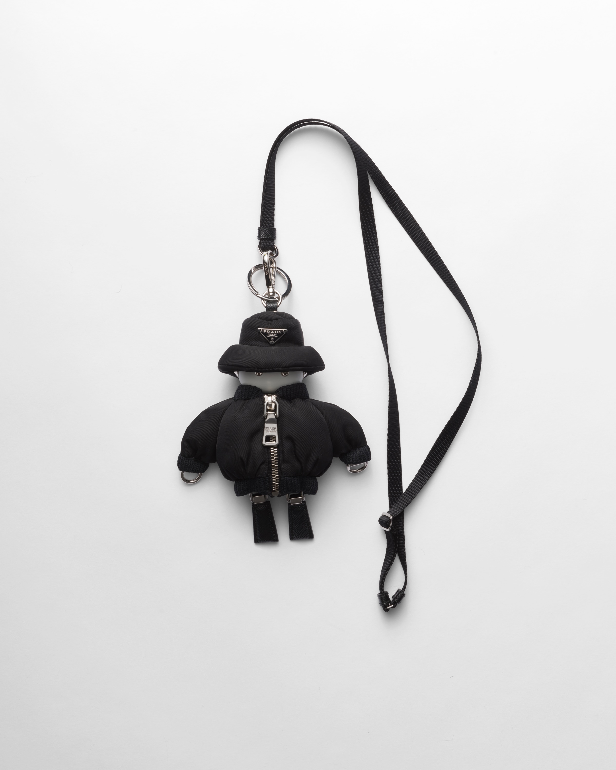 Shop Prada Re-nylon Key Ring Trick With Shoulder Strap In Black