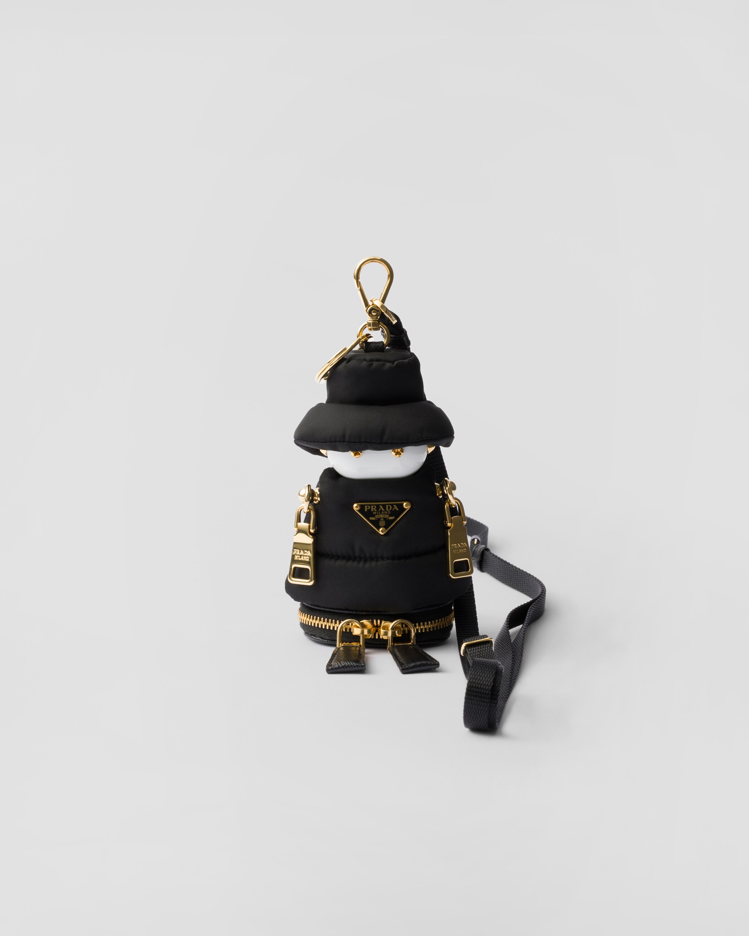 Prada Soft Robot Re-nylon Keychain Charm, Woman, Black