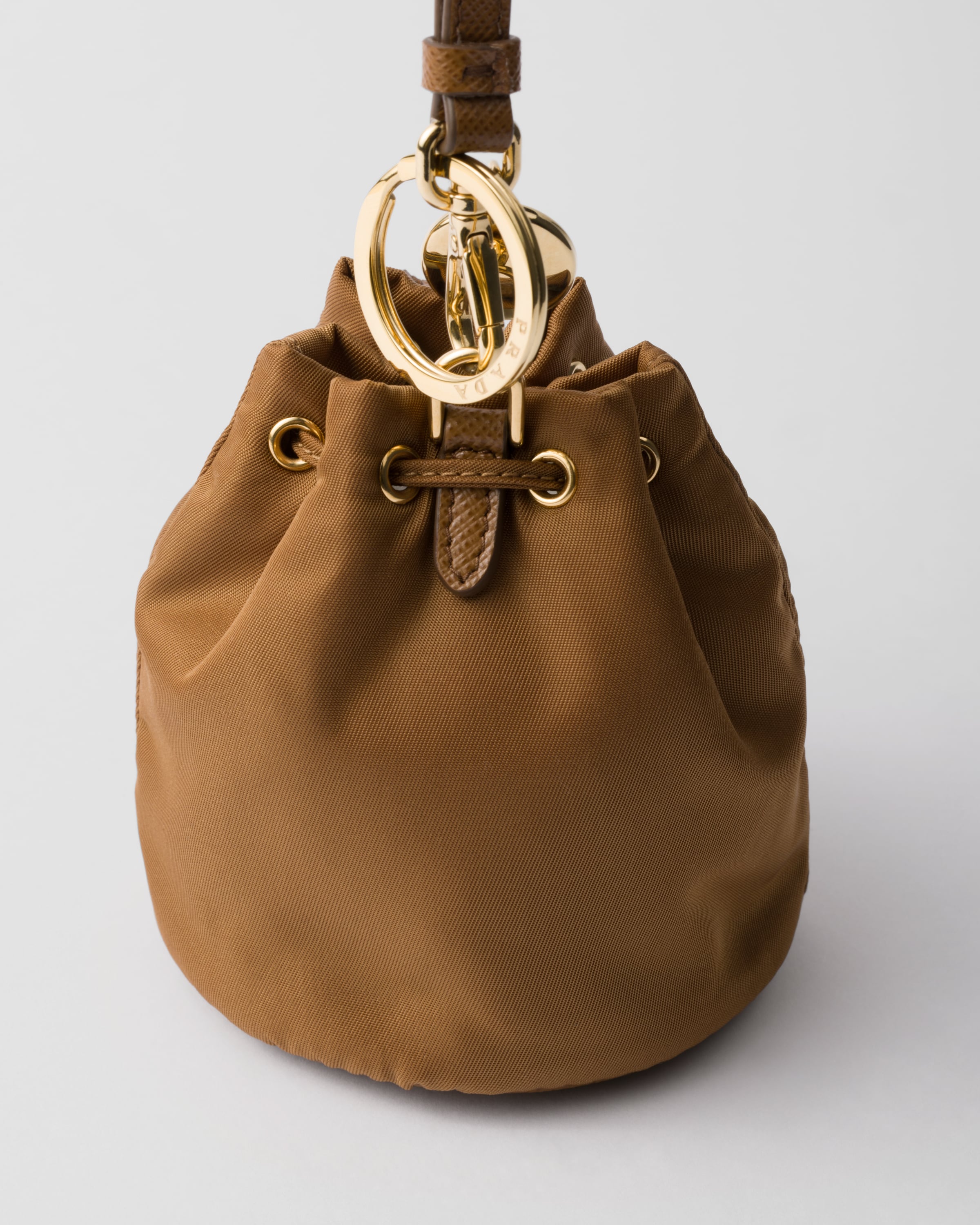 Prada Mini Icon Re-nylon Bag Charm In Brandy