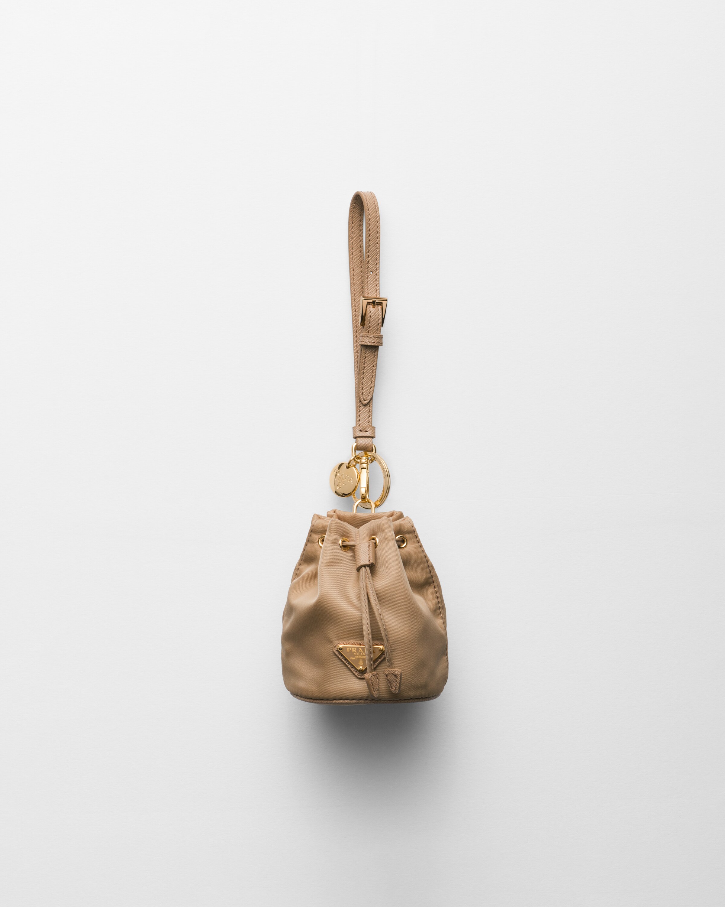 Prada Mini Icon Re-nylon Keychain Charm, Woman, Camel
