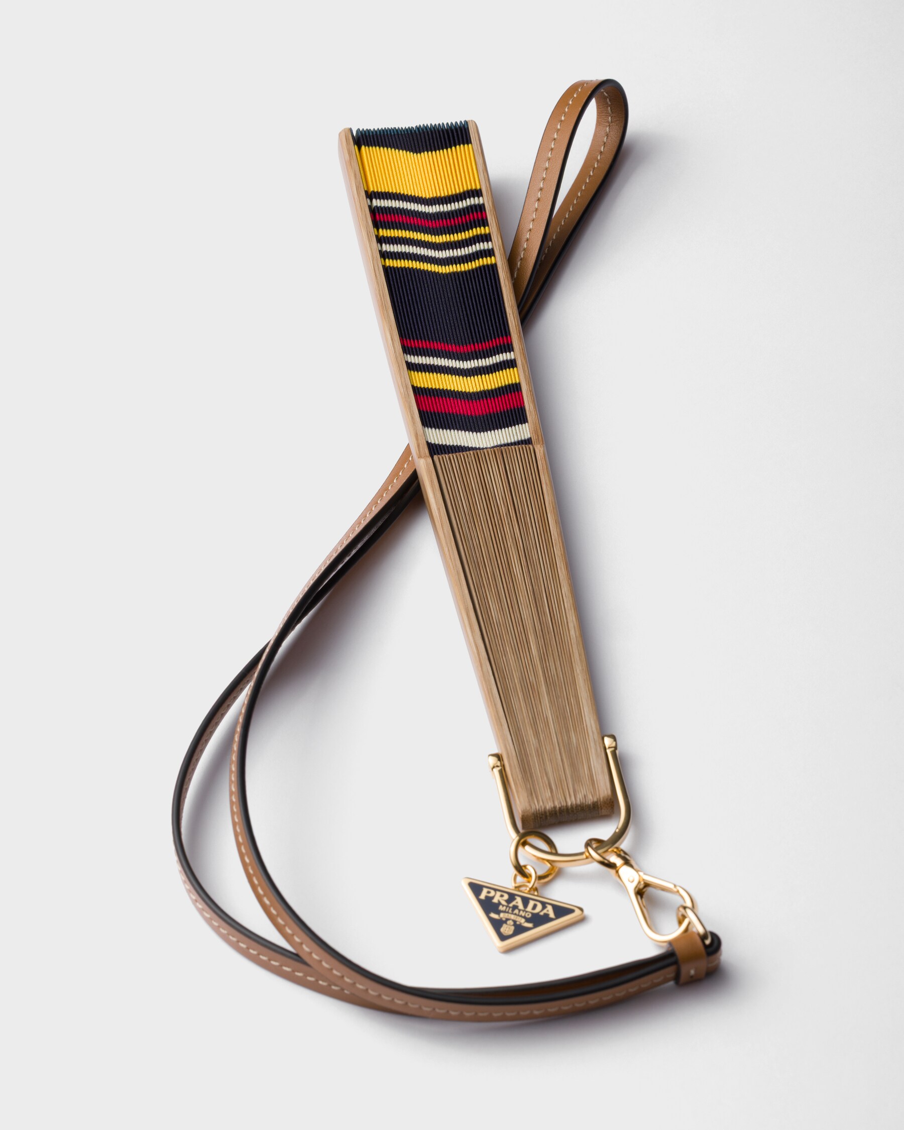 Red/yellow Fan With Leather Strap | PRADA