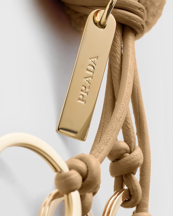 Wool and leather keychain charm - Camel Brown Wool and leather keychain charm - Camel Brown