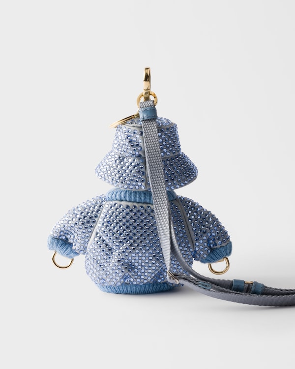 Soft Robot crystal-studded duchesse keychain charm with shoulder strap - Pale Blue Soft Robot crystal-studded duchesse keychain charm with shoulder strap - Pale Blue