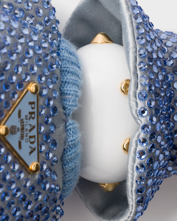 Soft Robot crystal-studded duchesse keychain charm with shoulder strap - Pale Blue Soft Robot crystal-studded duchesse keychain charm with shoulder strap - Pale Blue