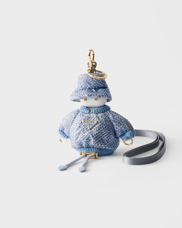 Soft Robot crystal-studded duchesse keychain charm with shoulder strap - Pale Blue Soft Robot crystal-studded duchesse keychain charm with shoulder strap - Pale Blue