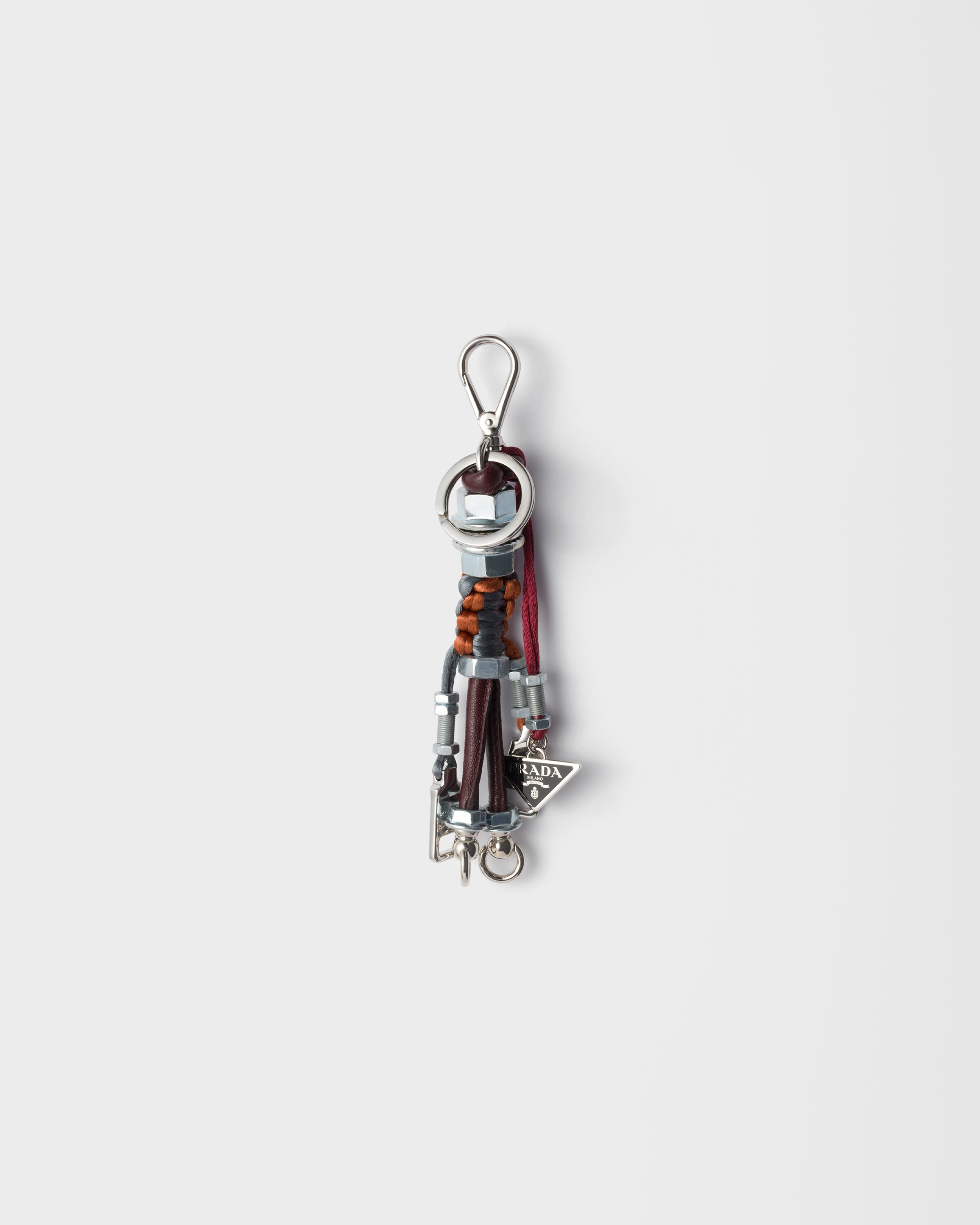 Prada Robot Metal Key Ring Charm, Woman, Burgundy/grey