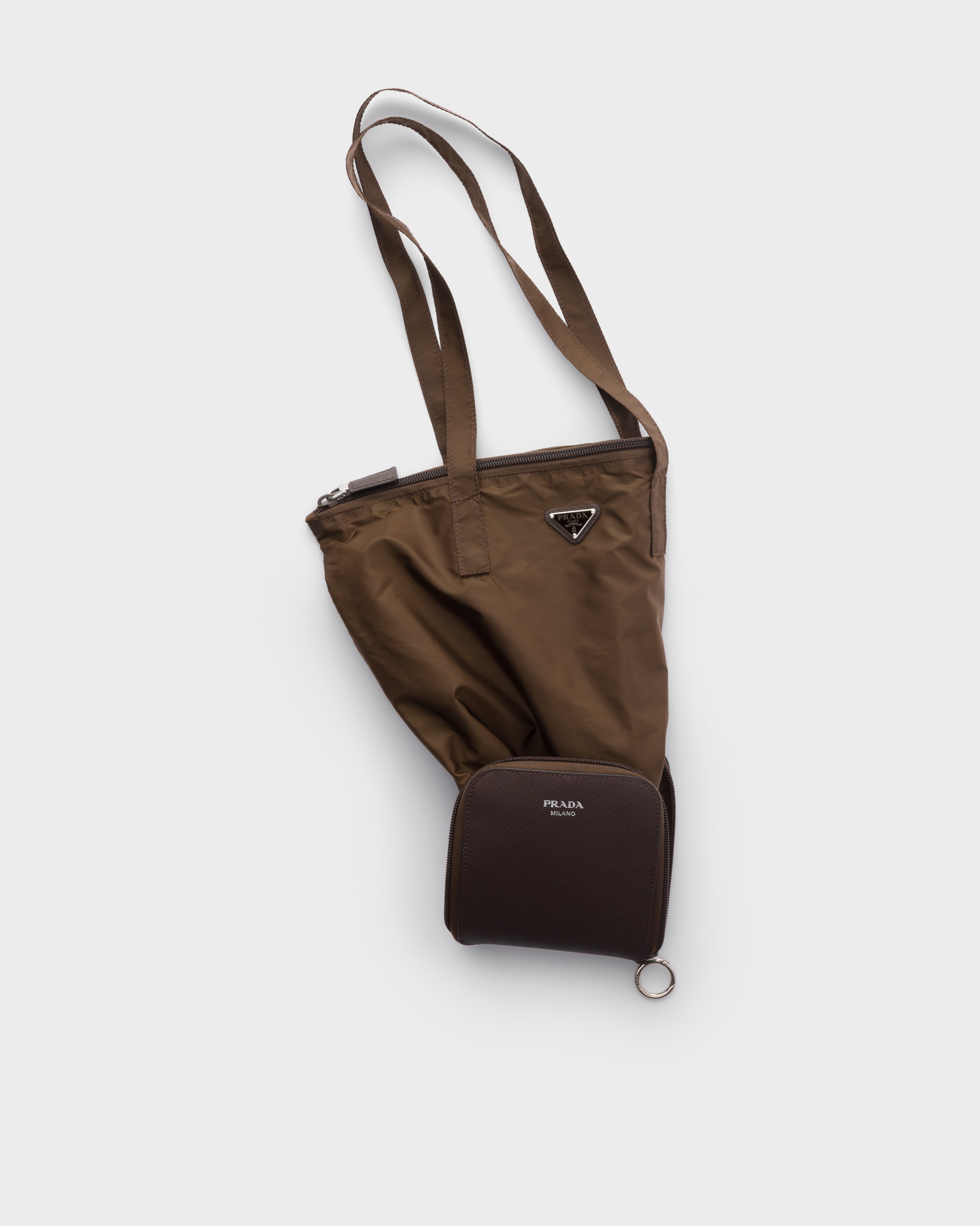 Sienna Saffiano Leather Pendant With Re-nylon Tote Bag | PRADA