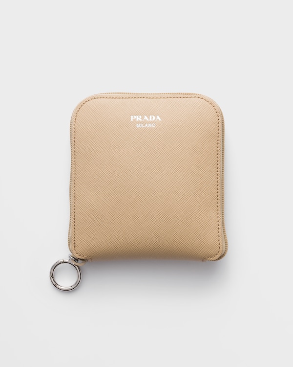 Saffiano leather pendant with Re-Nylon tote bag - Camel Brown Saffiano leather pendant with Re-Nylon tote bag - Camel Brown