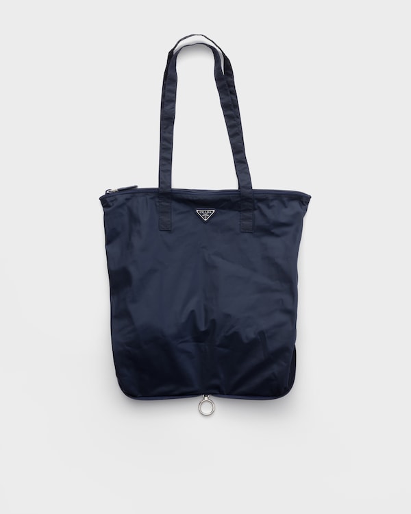 Saffiano leather pendant with Re-Nylon tote bag - Baltic Blue Saffiano leather pendant with Re-Nylon tote bag - Baltic Blue