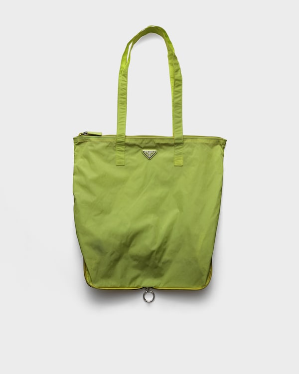 Saffiano leather pendant with Re-Nylon tote bag - Ivy Green Saffiano leather pendant with Re-Nylon tote bag - Ivy Green