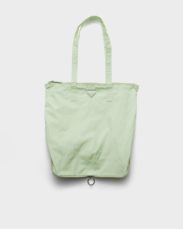 Saffiano leather pendant with Re-Nylon tote bag - Aqua Saffiano leather pendant with Re-Nylon tote bag - Aqua