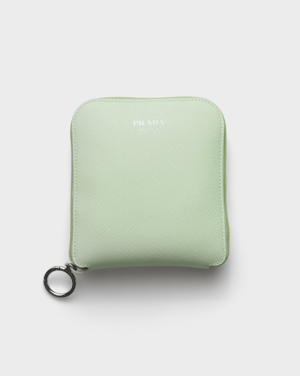 Saffiano leather pendant with Re-Nylon tote bag - Aqua Saffiano leather pendant with Re-Nylon tote bag - Aqua