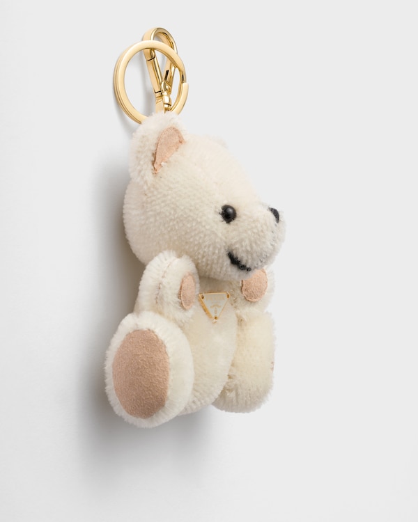 Teddy bear key ring charm with metal ring - White Teddy bear key ring charm with metal ring - White