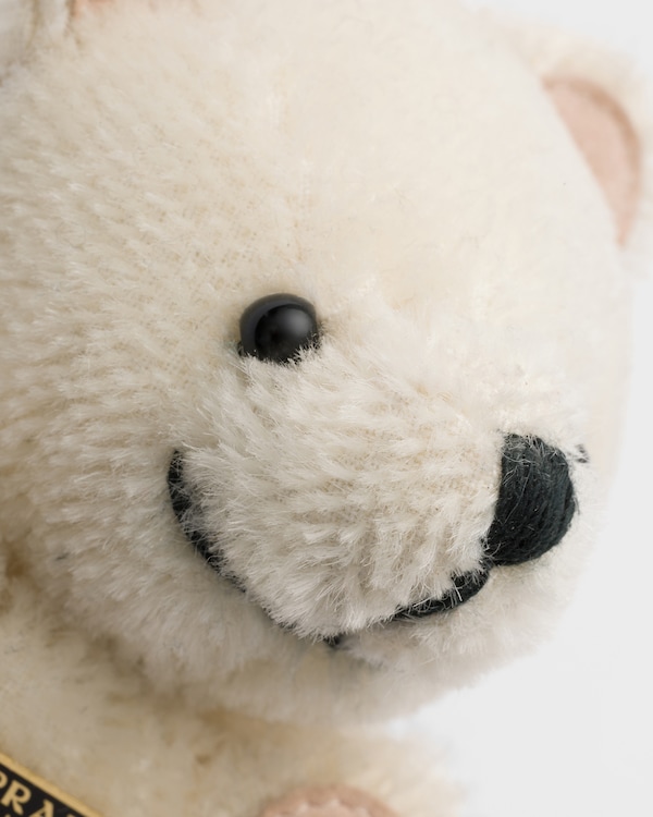 Teddy bear key ring charm with metal ring - White/Black Teddy bear key ring charm with metal ring - White/Black