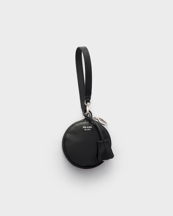 Re-Nylon and leather foldable mini-bag - Black Re-Nylon and leather foldable mini-bag - Black
