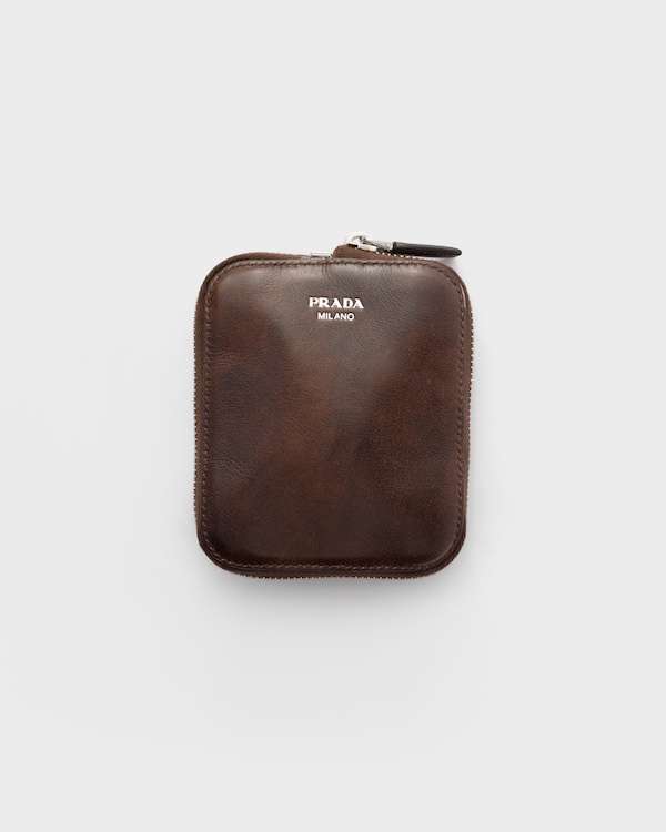 Re-Nylon and leather foldable mini duffel bag - Cocoa Brown Re-Nylon and leather foldable mini duffel bag - Cocoa Brown