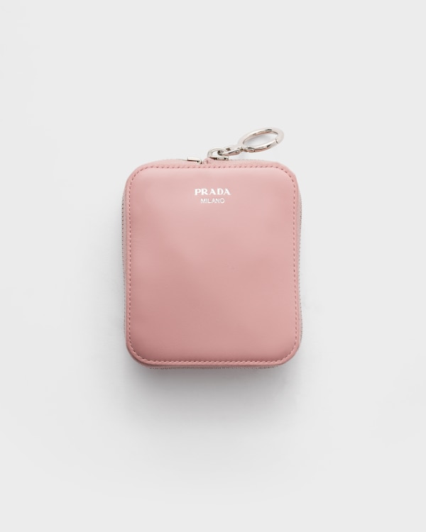 Re-Nylon and leather foldable mini duffel bag - Peach Re-Nylon and leather foldable mini duffel bag - Peach