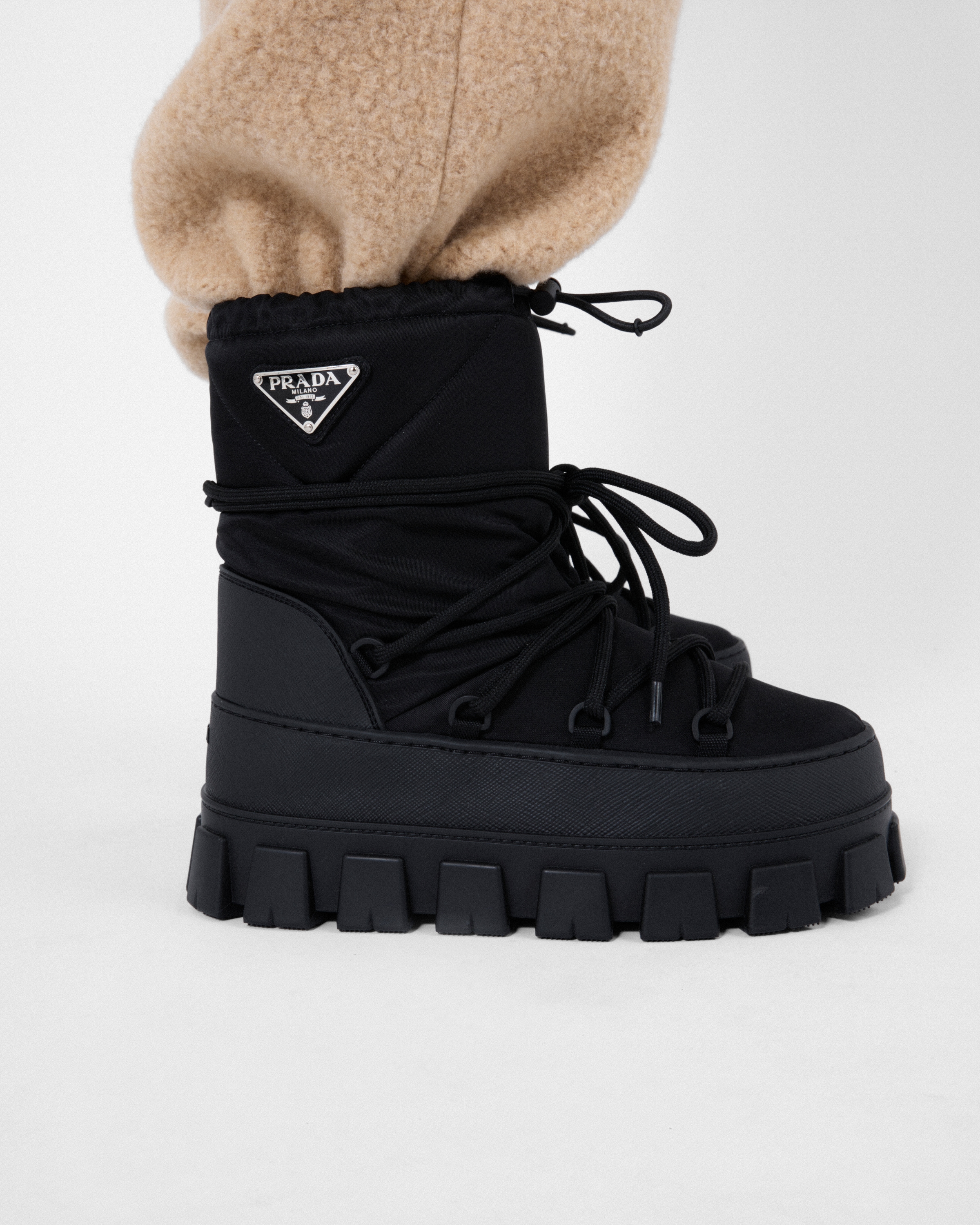 Black Nylon Gabardine Après-ski Boots